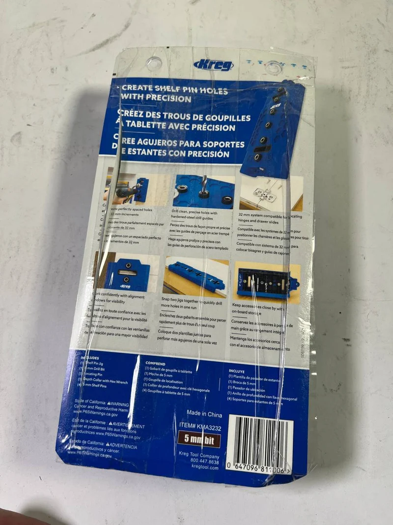 Kreg LR32 Lochreihen Bohrschablone 32 mm blau + 5 mm Bohrer - Unvollständig