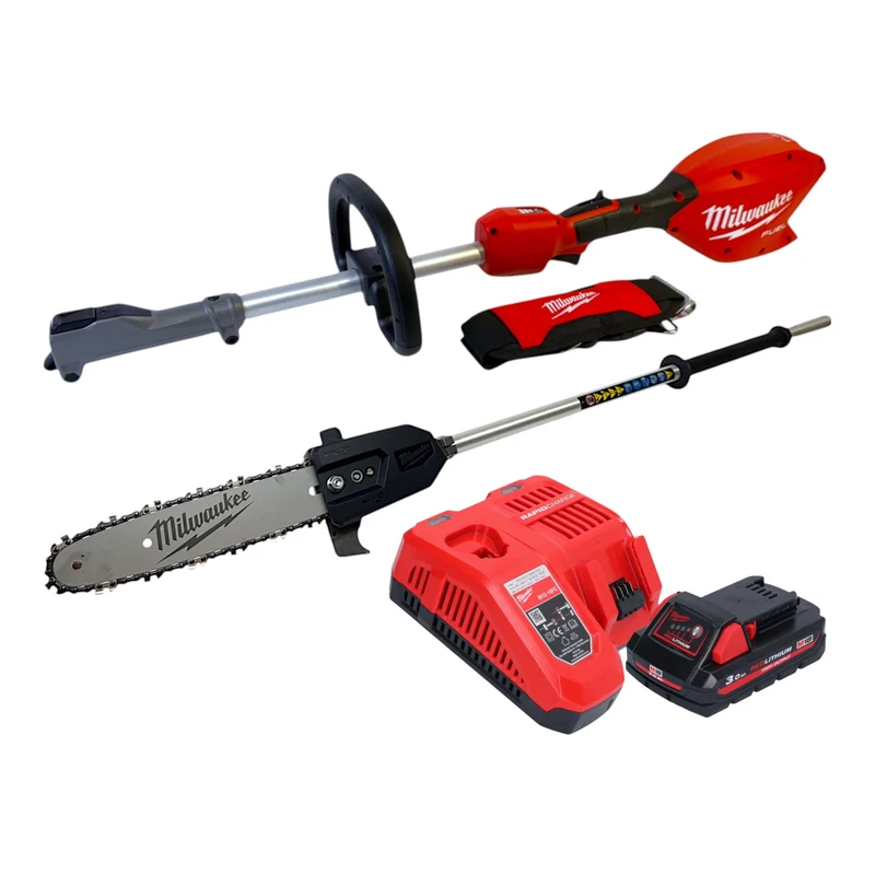 Milwaukee M18 FOPH2-­CSA-301 Akku Basiseinheit 18 V Brushless + Hochentaster Aufsatz + 1x Akku 3,0 Ah + Ladegerät
