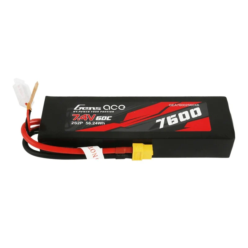 Gens Ace 7600mAh 7.4V 60C 2S2P Lipo Akku PC-Materialgehäuse mit XT60-Stecker