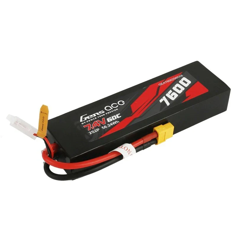 Gens Ace 7600mAh 7.4V 60C 2S2P Lipo Akku PC-Materialgehäuse mit XT60-Stecker
