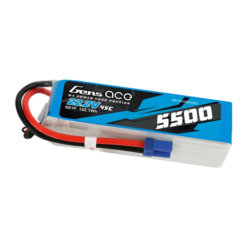 Gens Ace 5500mAh Lipo 22.2V 45C 6S1P Modellhubschrauberbatterien
