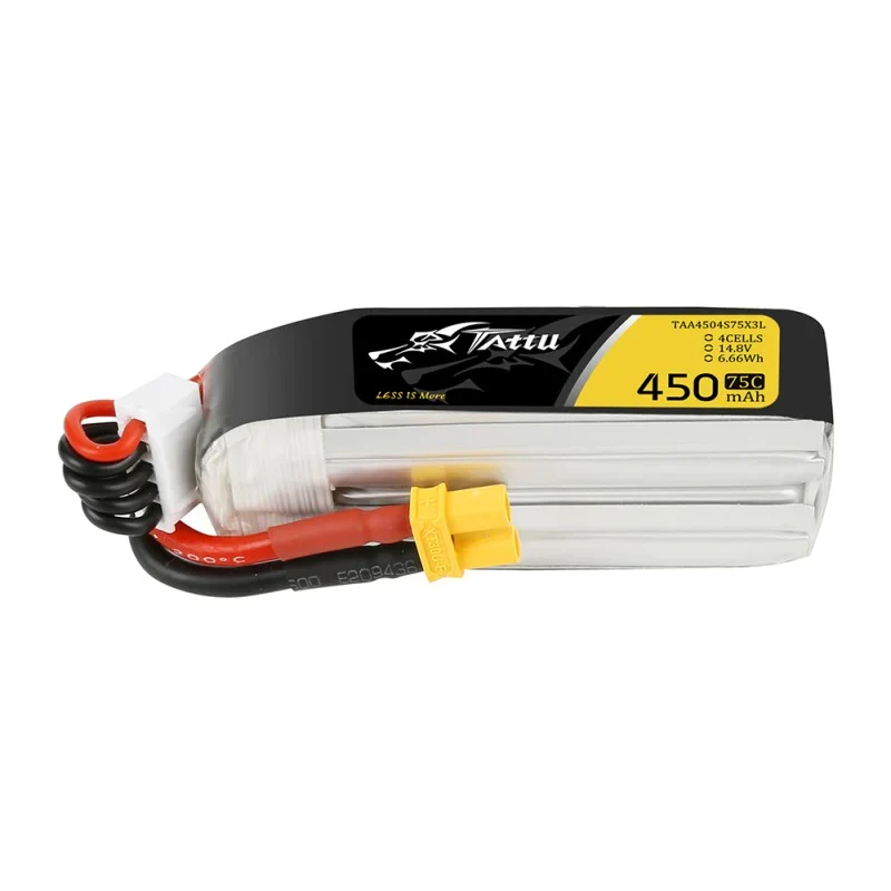 Tattu 450mAh 14.8V 75C 4S1P Lipo-Akku mit XT30-Stecker - Lange Größe für H-Rahmen