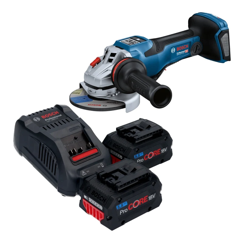 Bosch GWS 18V-15 PSC Professional Akku Winkelschleifer 18 V 125 mm BITURBO Brushless + 2x ProCORE Akku 5,5 Ah + Ladegerät