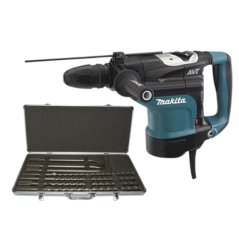 Makita HR 4511 C Kombihammer 1350 Watt SDS Max 9,4 J + 7 tlg. Bohrer und Meißel Set