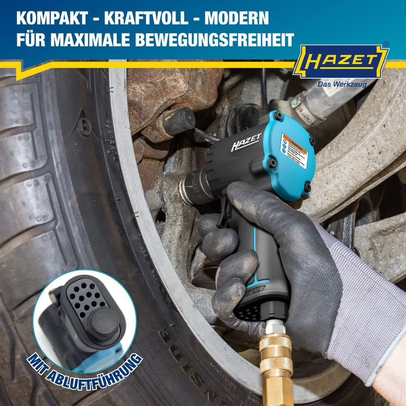 HAZET Druckluftschlagschrauber 9012M-1 12,5 mm (1/2 Zoll) A4-kt. 678 Nm – Jumbo Hammer Schlagwerk