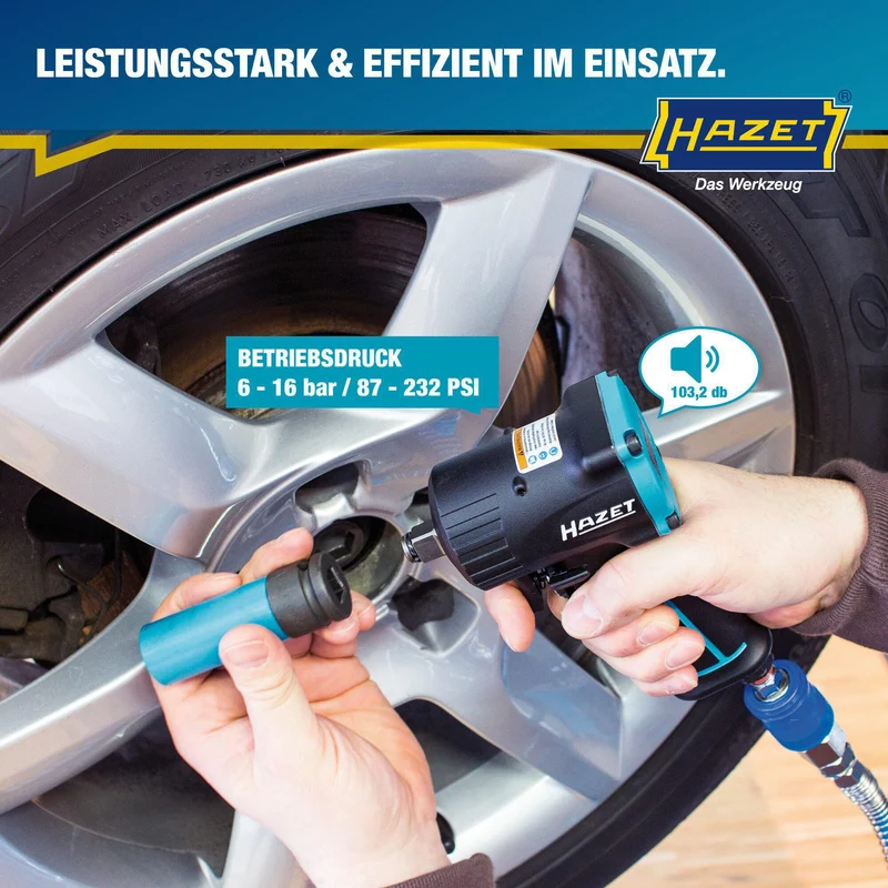 HAZET Druckluftschlagschrauber 9012M-1 12,5 mm (1/2 Zoll) A4-kt. 678 Nm – Jumbo Hammer Schlagwerk