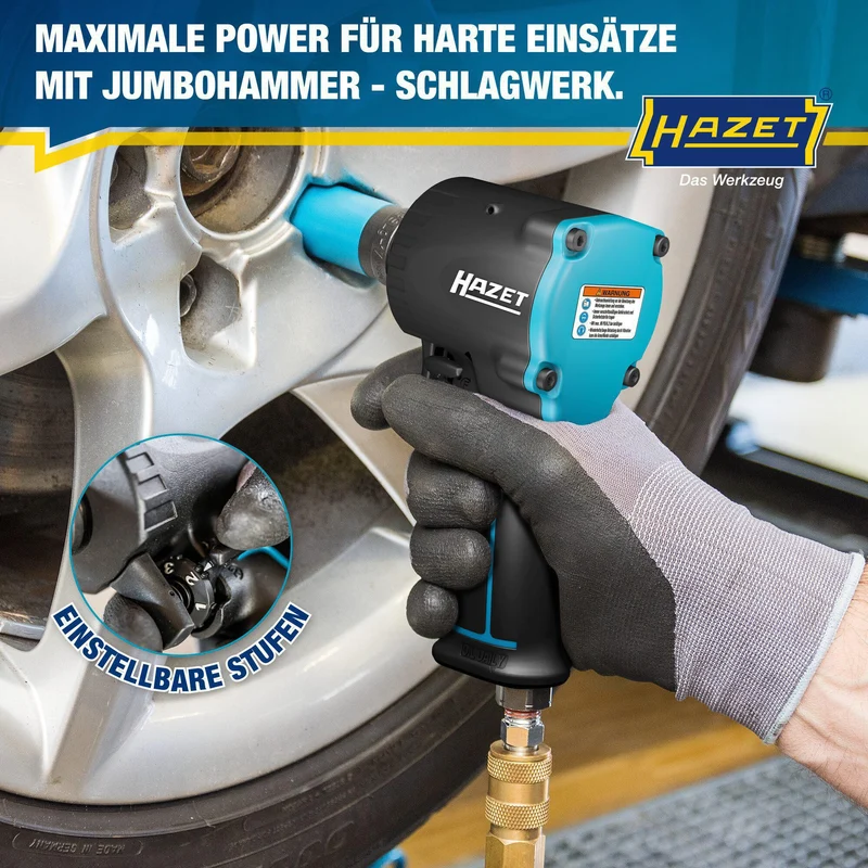HAZET Druckluftschlagschrauber 9012M-1 12,5 mm (1/2 Zoll) A4-kt. 678 Nm – Jumbo Hammer Schlagwerk
