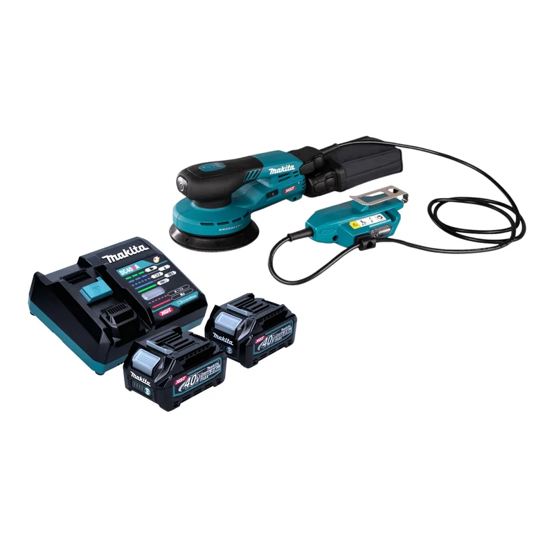 Makita BO 001 CGD201 Akku Exzenterschleifer 40 V max. 125 mm 5,0 mm Hub Brushless + 2x Akku 2,5 Ah + Ladegerät