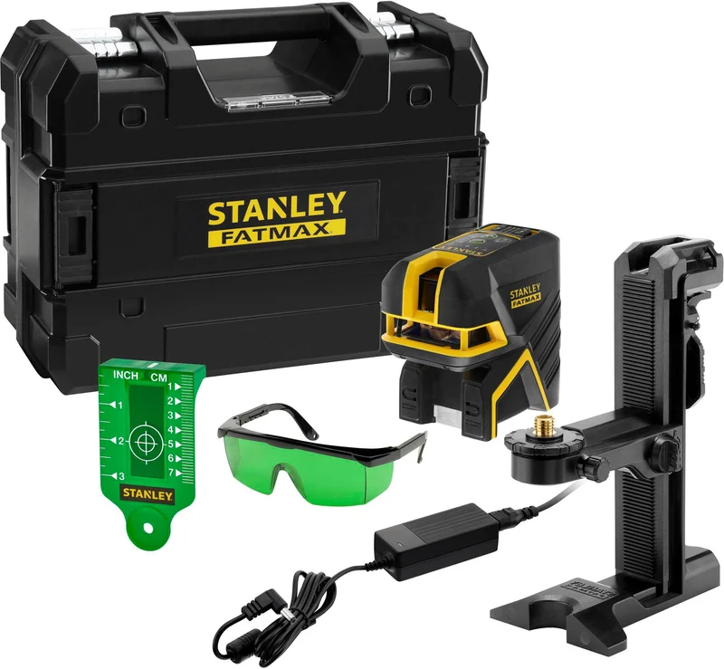 STANLEY Kreuzlinienlaser FatMax FM – Selbstnivellierender 5-Punkt-Laser mit grüner Diode, 45 m