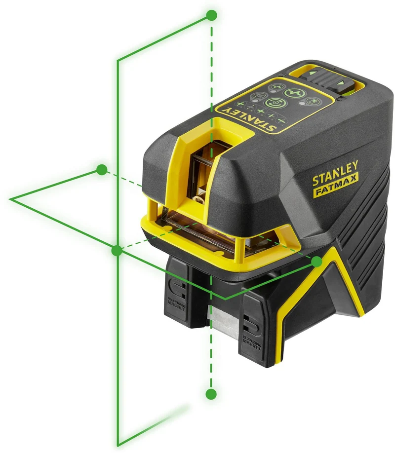 STANLEY Kreuzlinienlaser FatMax FM – Selbstnivellierender 5-Punkt-Laser mit grüner Diode, 45 m