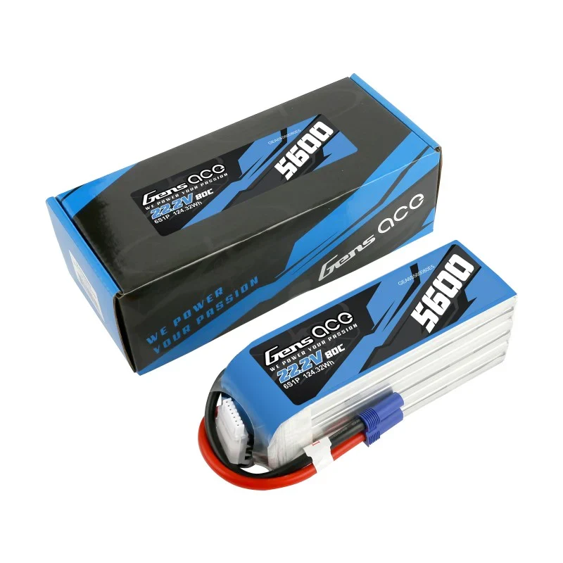 Gens Ace 5600mAh 80C 22,2V 6S1P Lipo-Akkupack mit EC5-Stecker