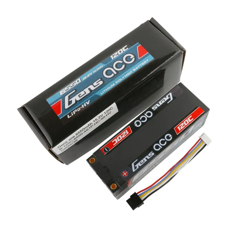 Gens Ace 6550mAh 15,2V High Voltage120C 4S1P HardCase Lipo 50# Packung mit Molex