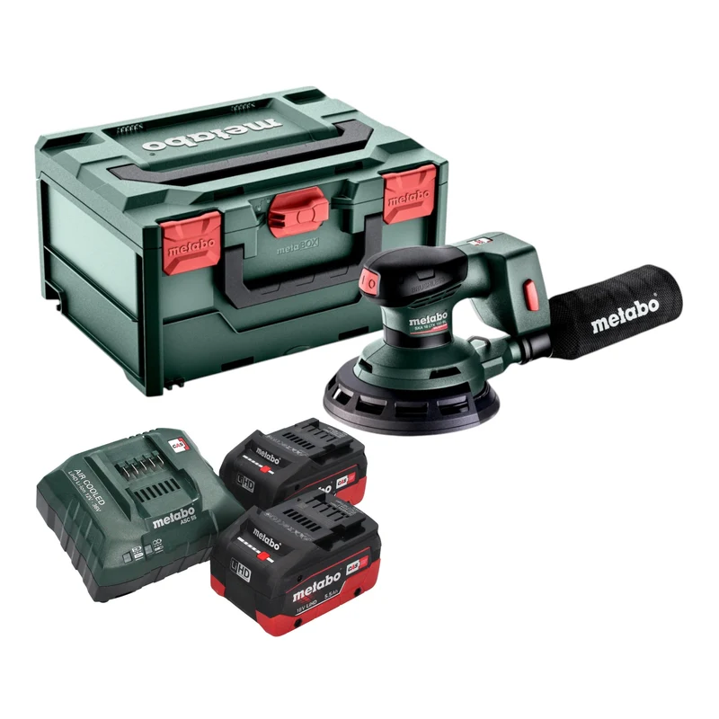 Metabo SXA 18 LTX 150 BL Akku Exzenterschleifer 18 V 150 mm Brushless + 2x LiHD Akku 5,5 Ah + Ladegerät + metaBOX