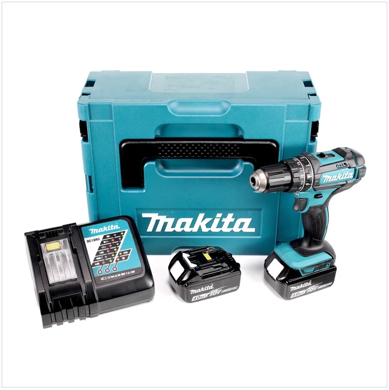 Makita DHP 482 RMJ Akku Schlagbohrschrauber 18V 62Nm im Makpac + 2x 4,0 Ah Akku + Ladegerät