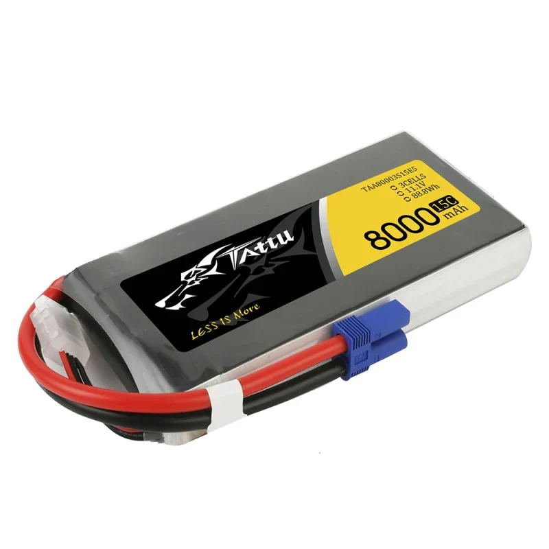 Tattu 8000mAh 11,1V 15C 3S1P Lipo Akkupack mit EC5 Stecker