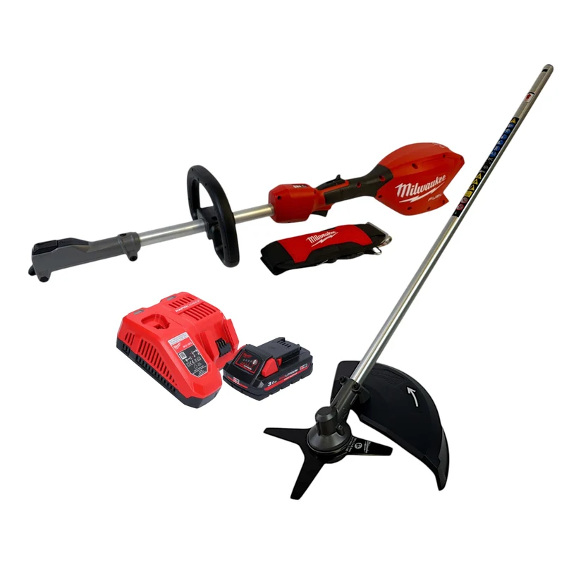 Milwaukee M18 FOPH2-BAC-301 Akku Basiseinheit 18 V Brushless + Sensen Aufsatz + 1x Akku 3,0 Ah + Ladegerät