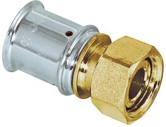 MULTITUBO Press-Verschraubung IG 32mm x 1" von DW Verbundrohr – Messing, mit Sichtfenster