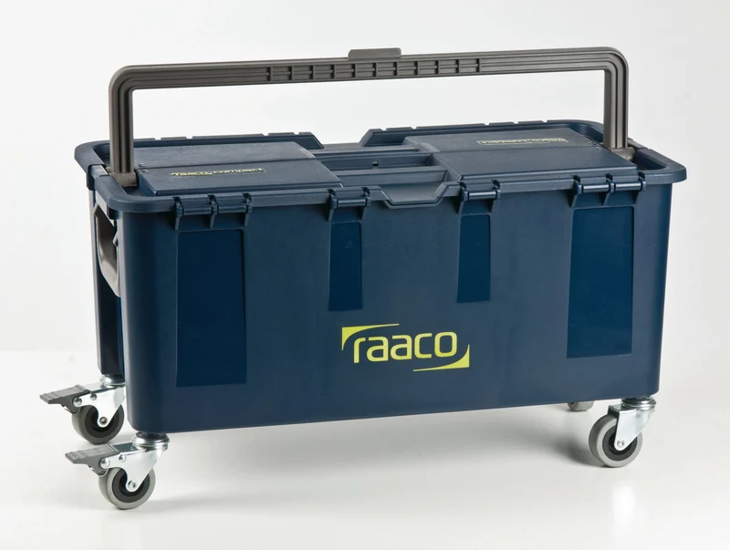 RAACO Rollenset 4tlg. aus Stahl und Gummi für Compact 37-62 – 2 Rollen mit Feststellbremse