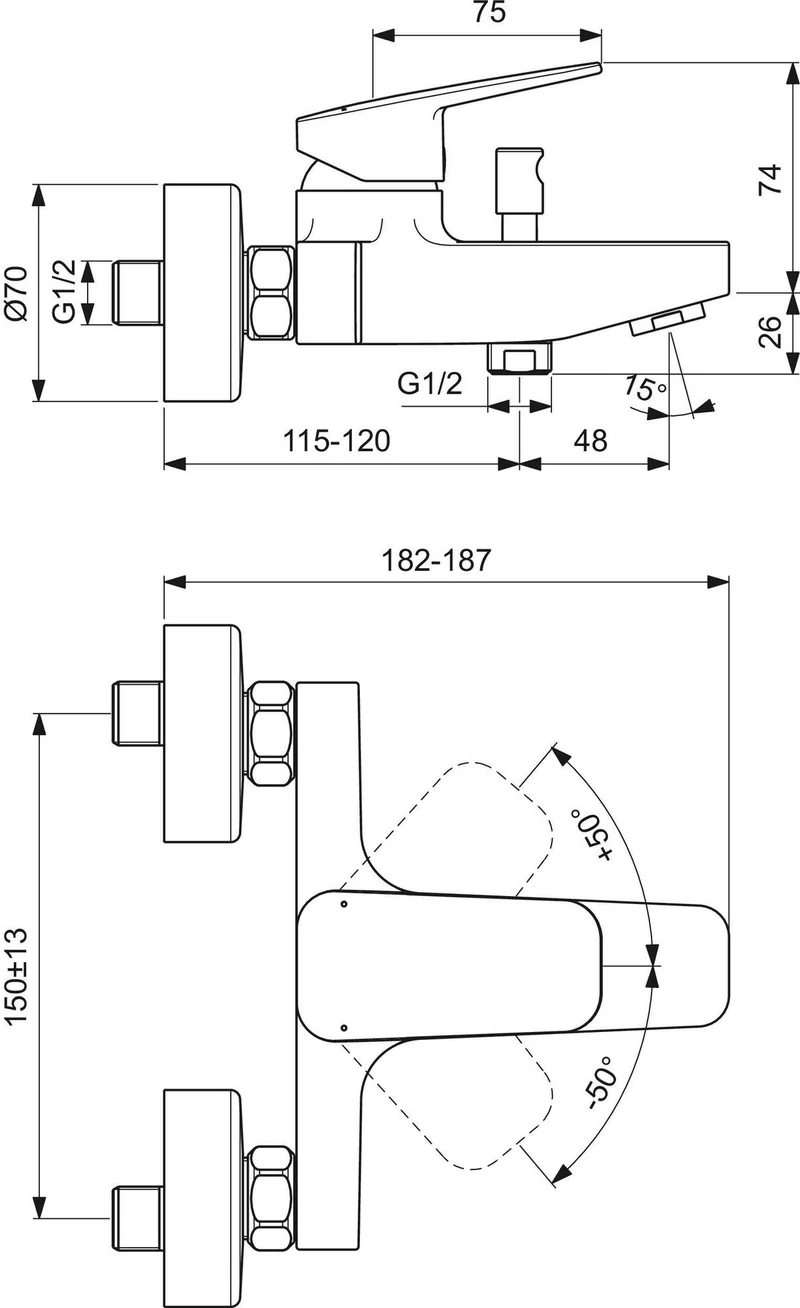 Ideal Standard IS Armaturen-Bundle AP Ceratherm T25 Chrom – Komplettes Duschsystem