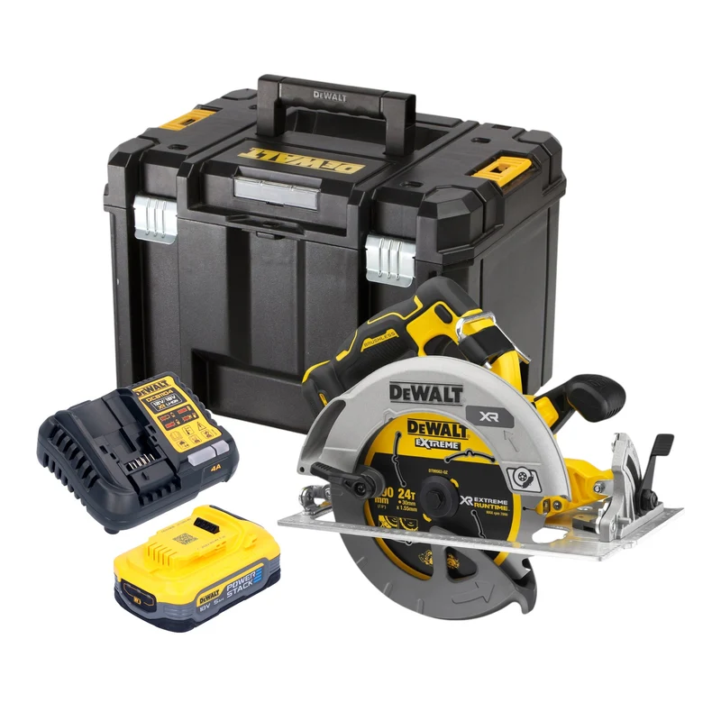 DeWalt DCS 573 H1T Akku Handkreissäge 18 V 190 x 30 mm Brushless + 1x Powerstack Akku 5,0 Ah + Ladegerät + TSTAK