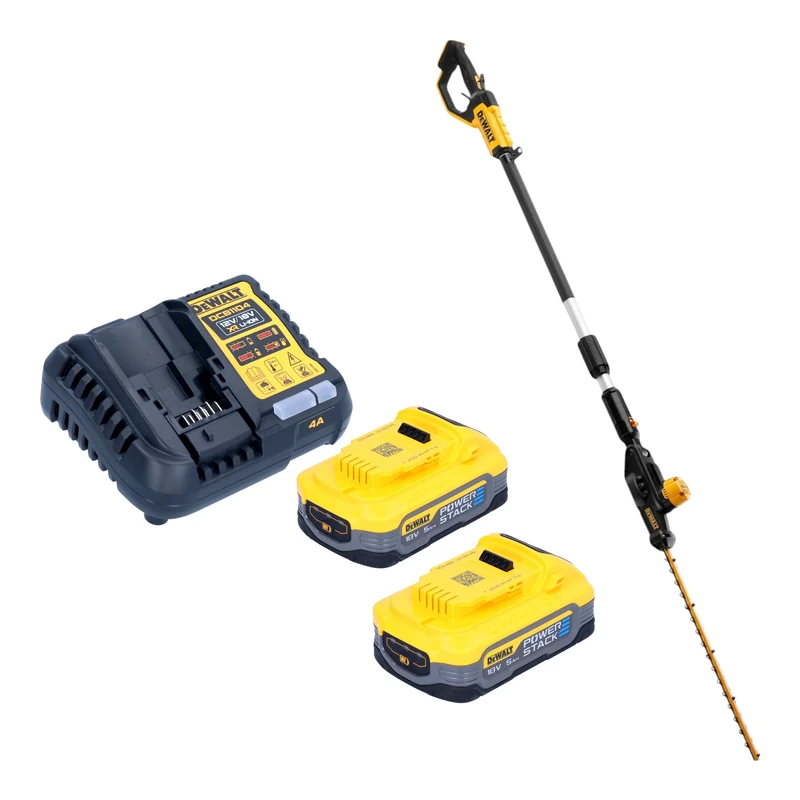 DeWalt DCMPH 566 H2 Akku Stabheckenschere 18 V 55 cm + 2x Powerstack Akku 5,0 Ah + Ladegerät