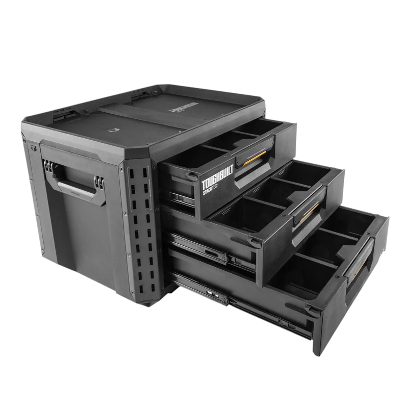 Toughbuilt STACKTECH TB-B1-D-70-3 XL Werkzeugkiste Box mit 3 Schubladen 53 x 40 x 39 cm + 22x Trennwand