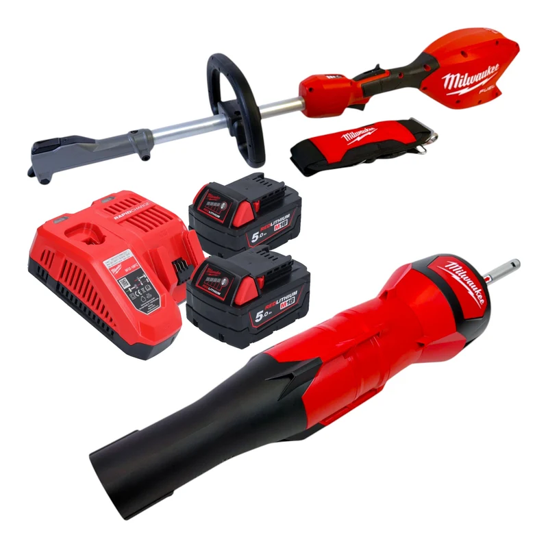 Milwaukee M18 FOPH2-­BA-502 Akku Basiseinheit 18 V Brushless + Gebläse Aufsatz + 2x Akku 5,0 Ah + Ladegerät