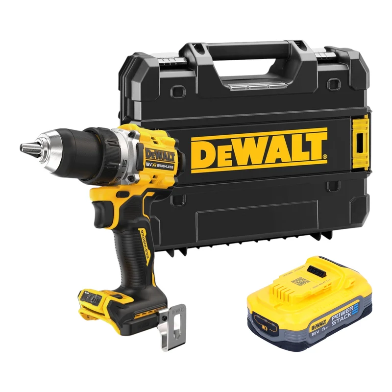 DeWalt DCD 800 NT Akku Bohrschrauber 18 V 90 Nm Brushless + 1x Powerstack Akku 5,0 Ah + TSTAK - ohne Ladegerät