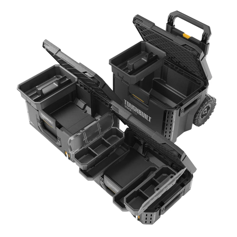 Toughbuilt STACKTECH TB-B1S3-B-70R Werkzeugkisten Set mit Rollen 3 tlg. IP65 86 x 56 x 40 cm