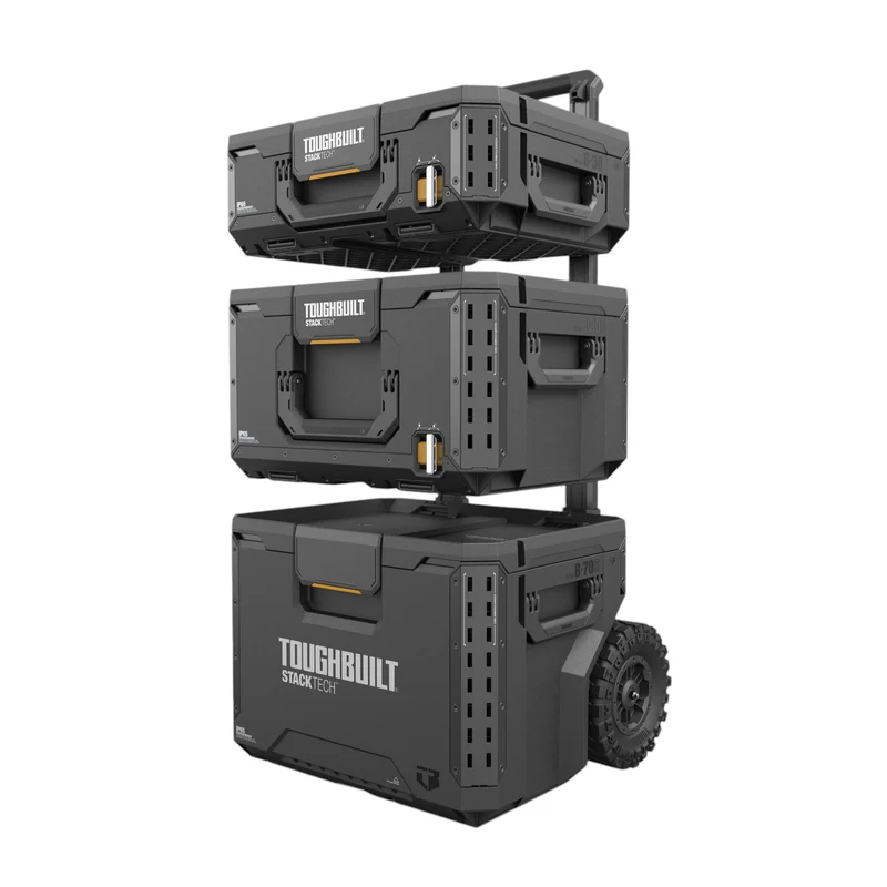 Toughbuilt STACKTECH TB-B1S3-B-70R Werkzeugkisten Set mit Rollen 3 tlg. IP65 86 x 56 x 40 cm