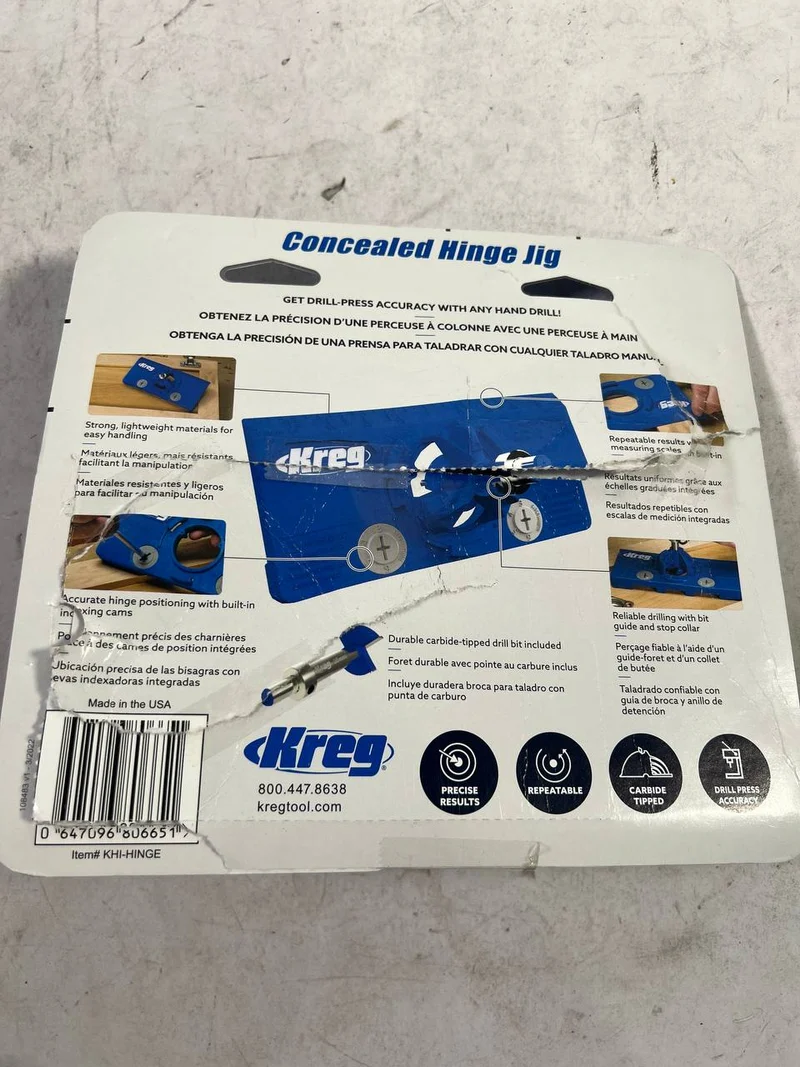 KREG Concealed Hinge Jig Bohrschablone für Topfscharniere Ø 35 mm ( KHI-HINGE ) für Möbelbau und Schranktüren - Gebraucht