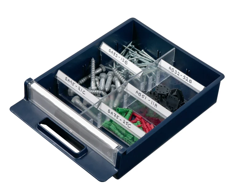 RAACO Trennwandsortiment 24-teilig für Werkzeugschränke – B 128 x T 195 x H 77 mm, mittel