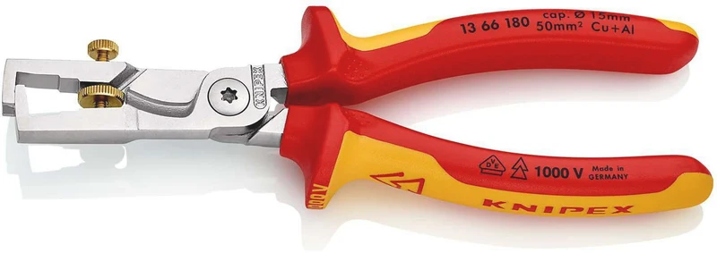 KNIPEX StriX Abisolierzange 180 mm VDE mit Kabelschere und Mehrkomponenten-Hüllen