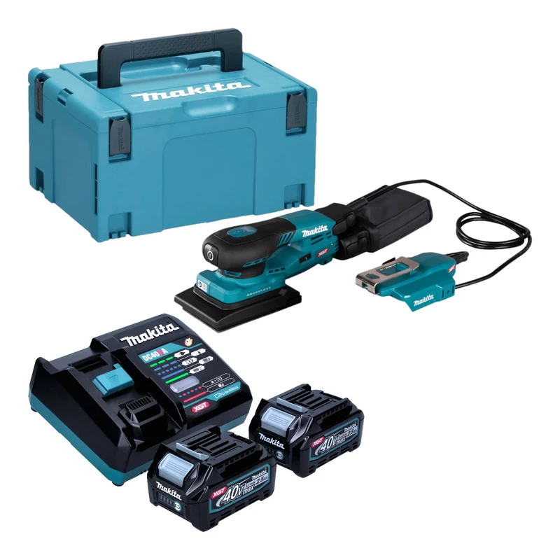 Makita BO 005 CGD201 Akku Schwingschleifer 40 V max. 80 x 130 mm 3,0 mm Hub Brushless + 2x Akku 2,5 Ah + Ladegerät + Makpac