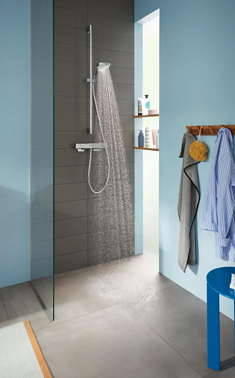 HANSGROHE Croma Select E Vario Brauseset mit Unica´Croma Stange, 3 Strahlarten, weiß/chrom