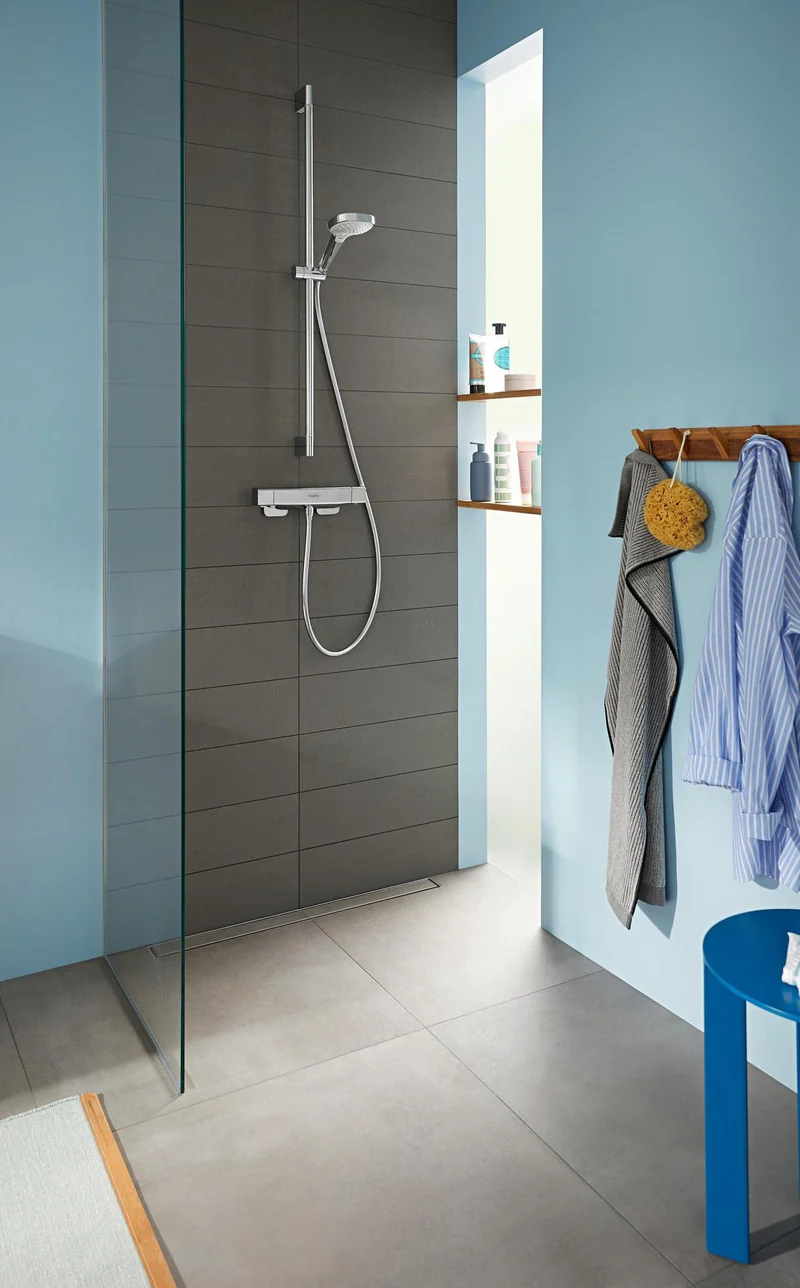 HANSGROHE Croma Select E Vario Brauseset mit Unica´Croma Stange, 3 Strahlarten, weiß/chrom