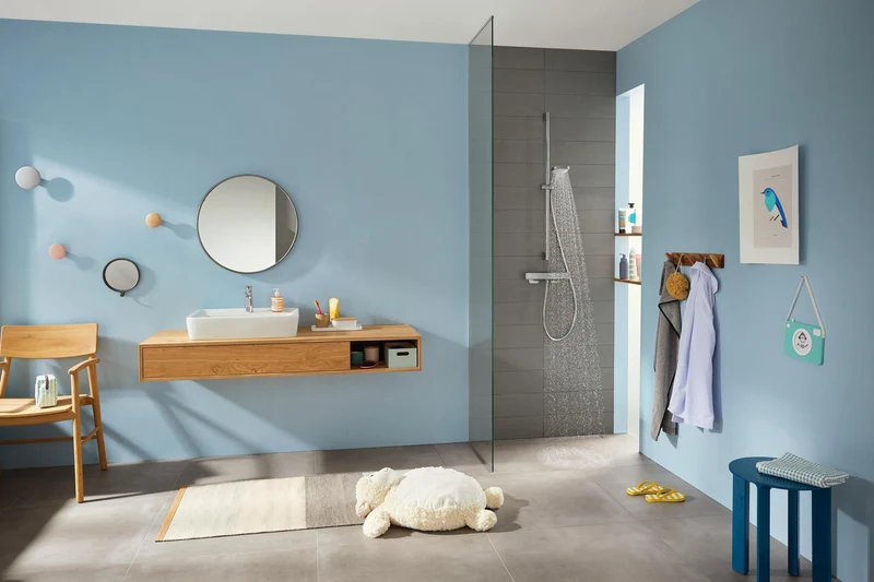 HANSGROHE Croma Select E Vario Brauseset mit Unica´Croma Stange, 3 Strahlarten, weiß/chrom