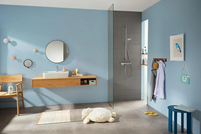HANSGROHE Croma Select E Vario Brauseset mit Unica´Croma Stange, 3 Strahlarten, weiß/chrom