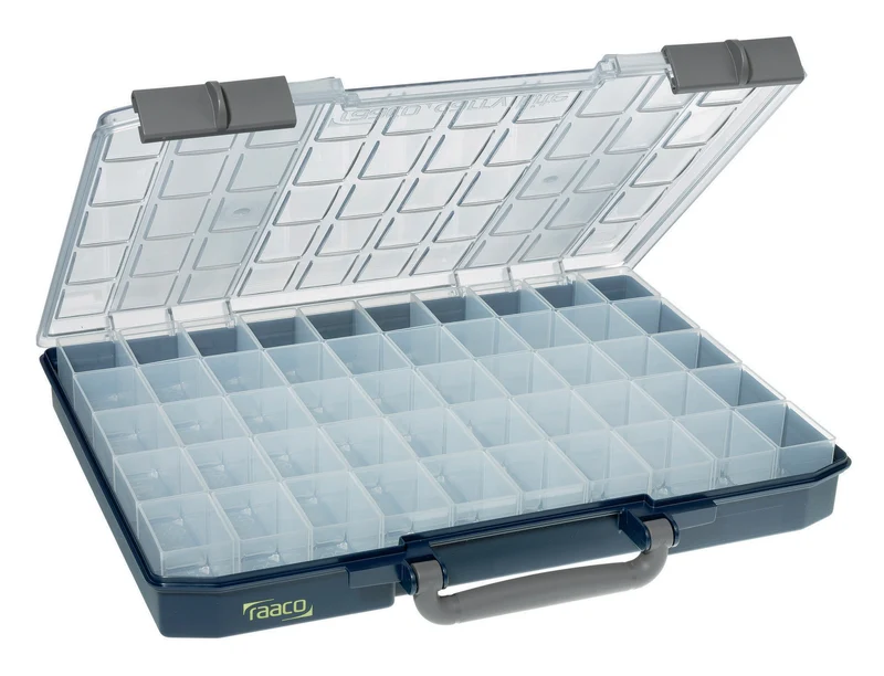 raaco Sortimentskasten CarryLite 55 5x10-50, 50 Fächer, 413x330x57 mm, 4er-Pack