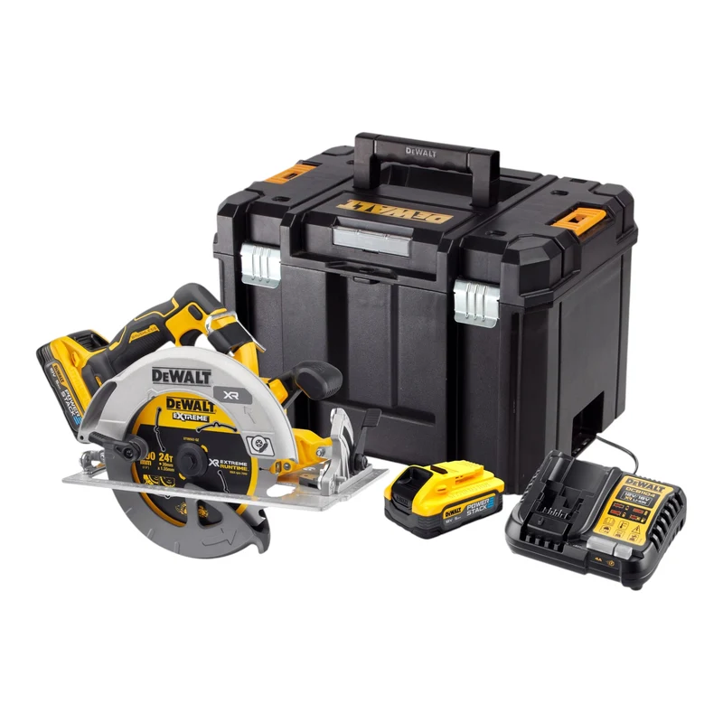 DeWalt DCS 573 H2T Akku Handkreissäge 18 V 190 x 30 mm Brushless + 2x Powerstack Akku 5,0 Ah + Ladegerät + TSTAK