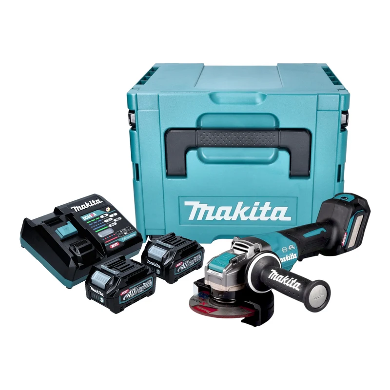 Makita GA 044 GD201 Akku Winkelschleifer 40 V max. 125 mm X-LOCK Brushless + 2x Akku 2,5 Ah + Ladegerät + Makpac