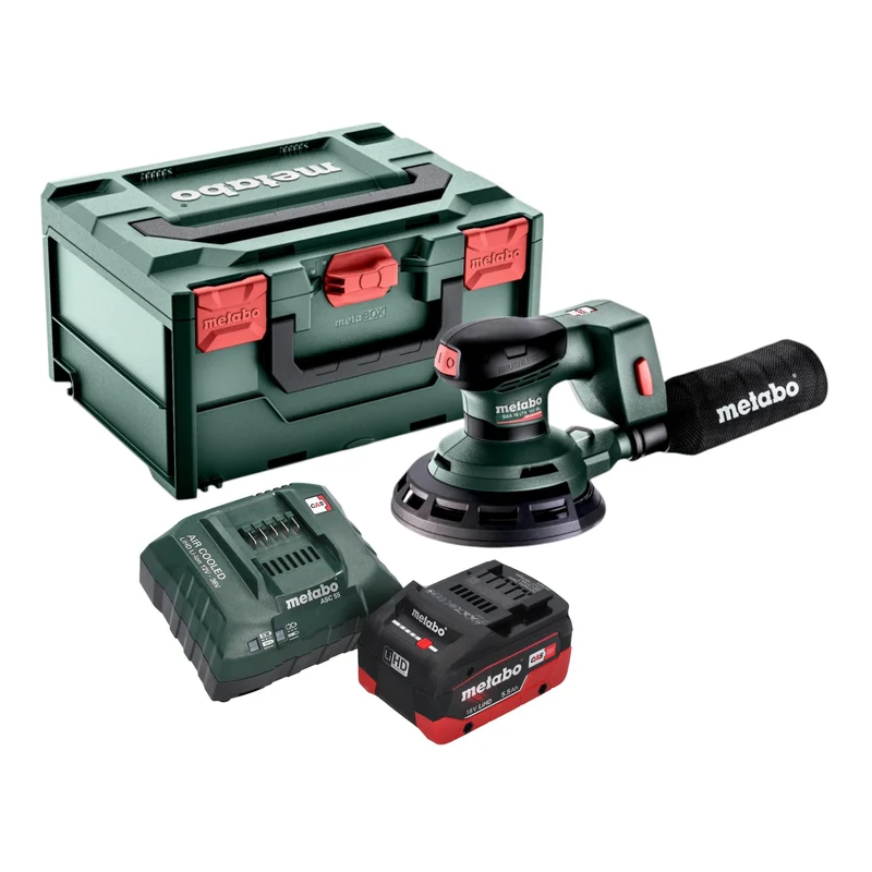 Metabo SXA 18 LTX 150 BL Akku Exzenterschleifer 18 V 150 mm Brushless + 1x LiHD Akku 5,5 Ah + Ladegerät + metaBOX