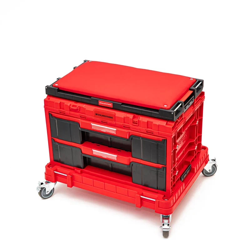 Toolbrothers RHINO XXL Multi Adapter Platte + abnehmbares Sitzpolster in Rot für Deine mobile Werkstatt