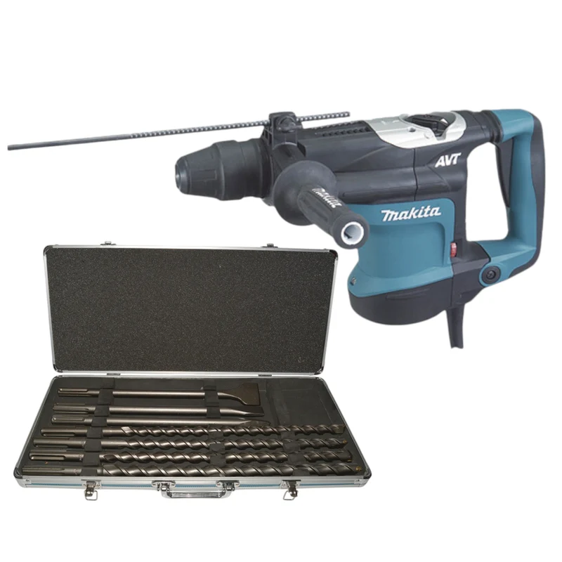 Makita HR 3541 FCX Kombihammer 850 Watt SDS Max 5,7 J + 7 tlg. Bohrer und Meißel Set + Koffer