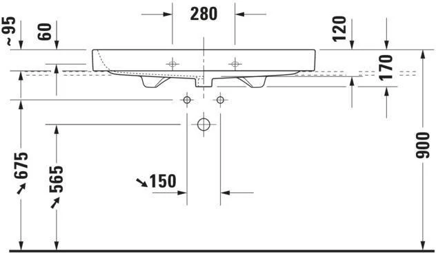 Duravit Möbelwaschtisch Happy D.2 1000x505mm weiß mit Überlauf und Hahnlochbank