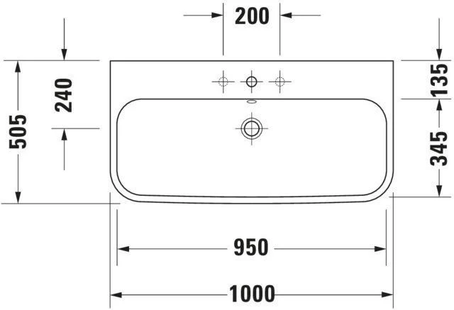 Duravit Möbelwaschtisch Happy D.2 1000x505mm weiß mit Überlauf und Hahnlochbank