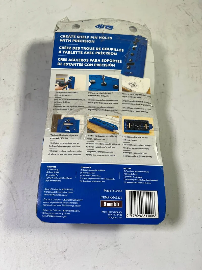 Kreg LR32 Lochreihen Bohrschablone 32 mm blau + 5 mm Bohrer - Gebraucht