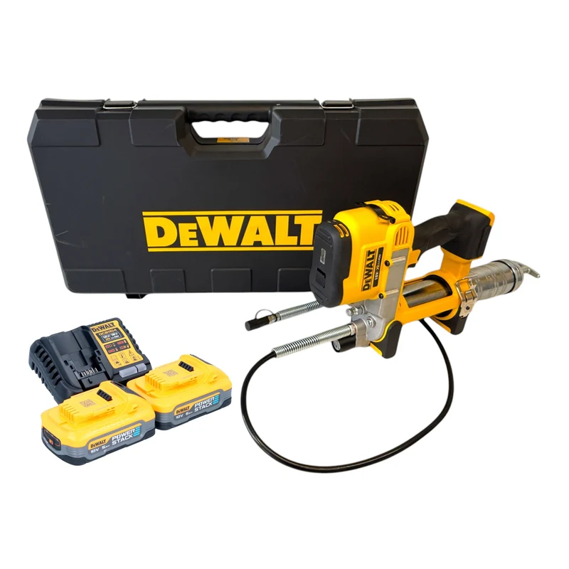 DeWalt DCGG 571 H2K Akku Fettpresse 18 V + 2x Powerstack Akku 5,0 Ah + Ladegerät