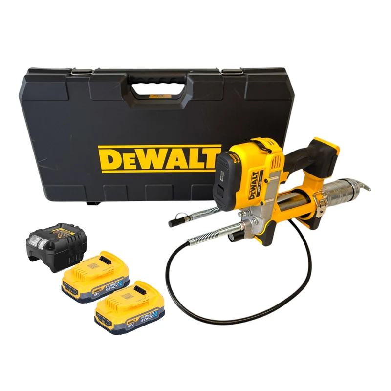 DeWalt DCGG 571 E2K Akku Fettpresse 18 V + 2x Powerstack Akku 1,7 Ah + Ladegerät
