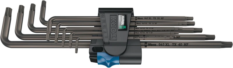 WERA Winkelschlüsselsatz 967/9 TX XL HF 1, 9-teilig, TORX® mit Haltefunktion, zinkphosphatiert
